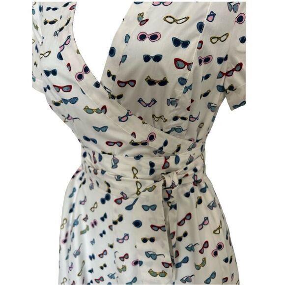 BODEN Midi Faux Wrap Lara Printed In Sunglasses Chic Dress Size 4L - Picture 7 of 11